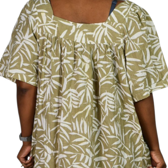 Vintage Patio Dress Tan Vermont Country Store Palm Leaf Muumuu Housedress Large - Picture 4 of 14